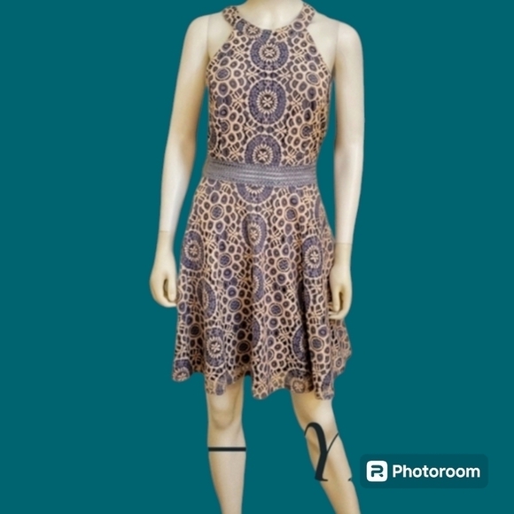 CITY TRIANGLES Coquette Sleeveless Halter Lace Fit & Flare Above Knee Dress - Picture 1 of 10